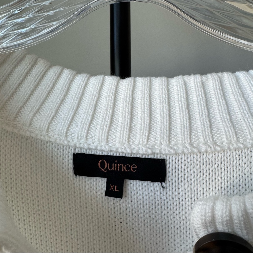 Quince 100% Organic Cotton Cropped Cardigan Ivory XL - Picture 4 of 8
